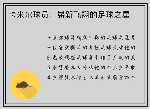 卡米尔球员：崭新飞翔的足球之星